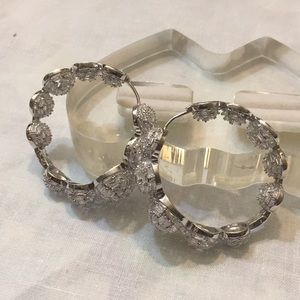Original diamond silver round earrings